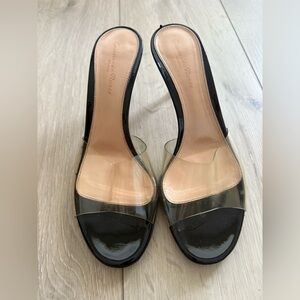 Gianvito Rossi Transparent, Clear and Black Mule Sandals. Size 37